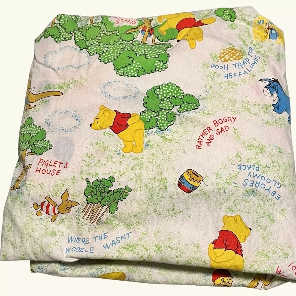 Vintage Winnie the Pooh Handmade Crib Sheet Walt Disney Fabric Nursery Piglet